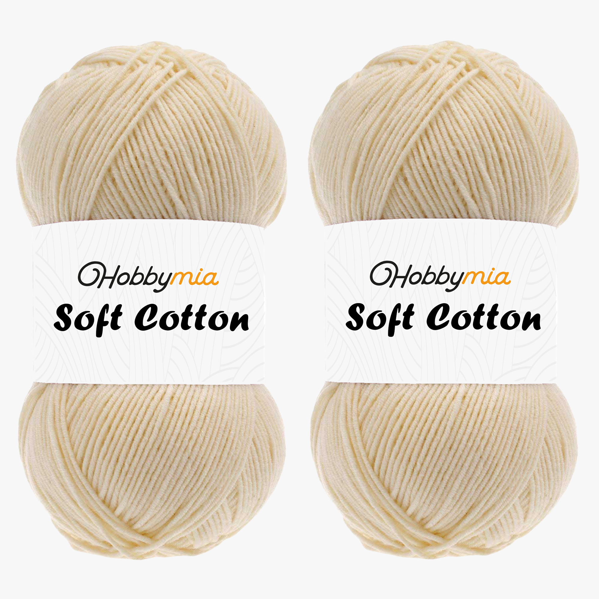 14458-2-1.png HobbyMia Soft Cotton Yarn for Crocheting - 100gr / 361yds - 55% Cotton / 45% Acrylic - (2) Sport Fine Weight (Yellow - Sahara, 2 Skeins) - Image 1