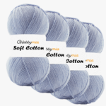 HobbyMia Soft Cotton Yarn for Crocheting - 100gr / 361yds - 55% Cotton / 45% Acrylic - (2) Sport Fine Weight (Blue - Light Blue, 4 Skeins)