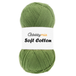HobbyMia Soft Cotton Yarn for Crocheting - 100gr / 361yds - 55% Cotton / 45% Acrylic - (2) Sport Fine Weight (Green - Dry Mint, 1 Skein)