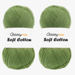 HobbyMia Soft Cotton Yarn for Crocheting - 100gr / 361yds - 55% Cotton / 45% Acrylic - (2) Sport Fine Weight (Green - Dry Mint, 2 Skeins)