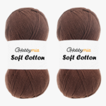 HobbyMia Soft Cotton Yarn for Crocheting - 100gr / 361yds - 55% Cotton / 45% Acrylic - (2) Sport Fine Weight (Brown - Smoky Quartz, 2 Skeins)