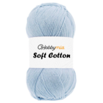 HobbyMia Soft Cotton Yarn for Crocheting - 100gr / 361yds - 55% Cotton / 45% Acrylic - (2) Sport Fine Weight (Blue - Crystal Blue, 1 Skein)