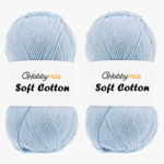 HobbyMia Soft Cotton Yarn for Crocheting - 100gr / 361yds - 55% Cotton / 45% Acrylic - (2) Sport Fine Weight (Blue - Crystal Blue, 2 Skeins)