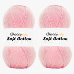 HobbyMia Soft Cotton Yarn for Crocheting - 100gr / 361yds - 55% Cotton / 45% Acrylic - (2) Sport Fine Weight (Pink - Ballerina Pink, 2 Skeins)