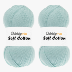 HobbyMia Soft Cotton Yarn for Crocheting - 100gr / 361yds - 55% Cotton / 45% Acrylic - (2) Sport Fine Weight (Green - Mint, 2 Skeins)