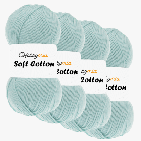 HobbyMia Soft Cotton Yarn for Crocheting - 100gr / 361yds - 55% Cotton / 45% Acrylic - (2) Sport Fine Weight (Green - Mint, 4 Skeins)