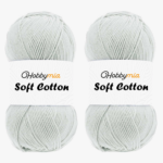 HobbyMia Soft Cotton Yarn for Crocheting - 100gr / 361yds - 55% Cotton / 45% Acrylic - (2) Sport Fine Weight (Gray - Pastel Gray, 2 Skeins)