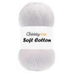 HobbyMia Soft Cotton Yarn for Crocheting - 100gr / 361yds - 55% Cotton / 45% Acrylic - (2) Sport Fine Weight (White - White, 1 Skein)