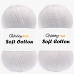 HobbyMia Soft Cotton Yarn for Crocheting - 100gr / 361yds - 55% Cotton / 45% Acrylic - (2) Sport Fine Weight (White - White, 2 Skeins)