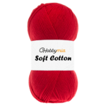 HobbyMia Soft Cotton Yarn for Crocheting - 100gr / 361yds - 55% Cotton / 45% Acrylic - (2) Sport Fine Weight (Red - Red, 1 Skein)