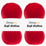 HobbyMia Soft Cotton Yarn for Crocheting - 100gr / 361yds - 55% Cotton / 45% Acrylic - (2) Sport Fine Weight (Red - Red, 2 Skeins)