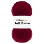HobbyMia Soft Cotton Yarn for Crocheting - 100gr / 361yds - 55% Cotton / 45% Acrylic - (2) Sport Fine Weight (Red - Claret Red, 1 Skein)