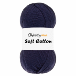 HobbyMia Soft Cotton Yarn for Crocheting - 100gr / 361yds - 55% Cotton / 45% Acrylic - (2) Sport Fine Weight (Blue - Navy blue, 1 Skein)