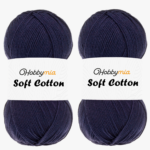 HobbyMia Soft Cotton Yarn for Crocheting - 100gr / 361yds - 55% Cotton / 45% Acrylic - (2) Sport Fine Weight (Blue - Navy blue, 2 Skeins)