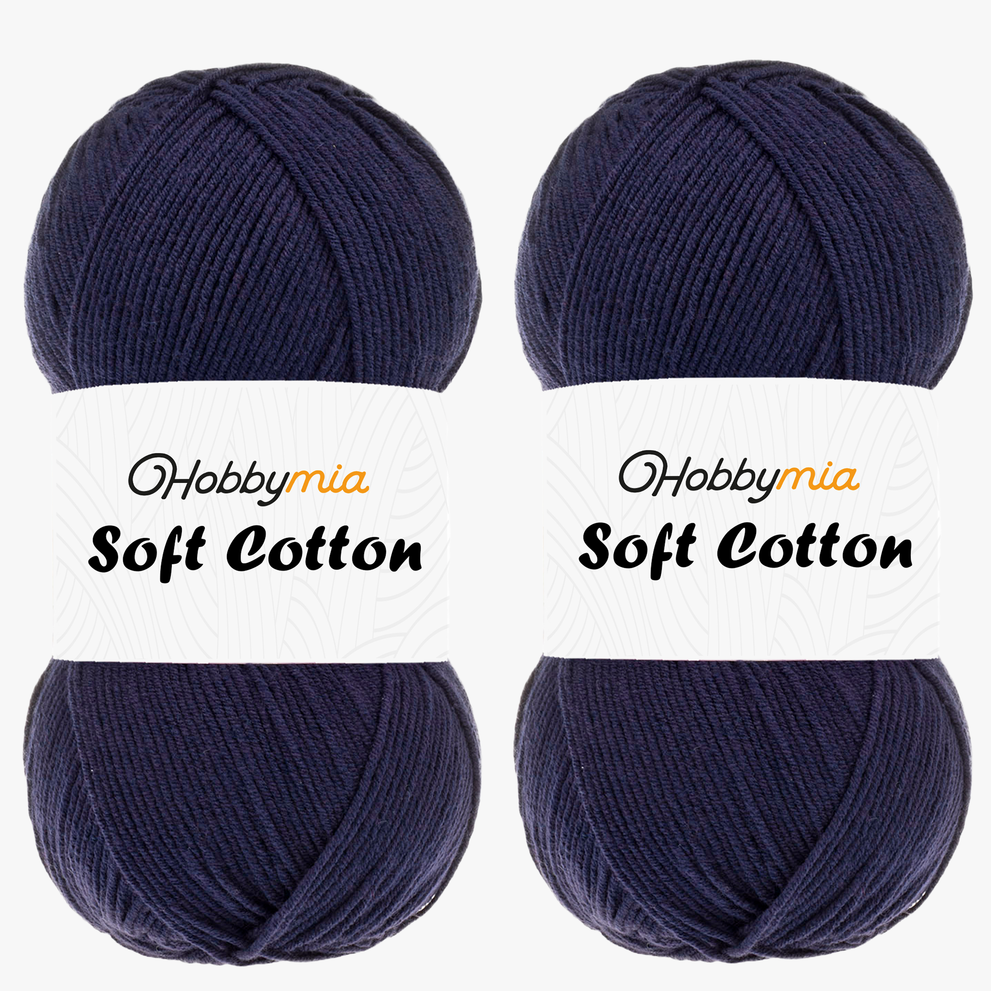1458-2-1.png HobbyMia Soft Cotton Yarn for Crocheting - 100gr / 361yds - 55% Cotton / 45% Acrylic - (2) Sport Fine Weight (Blue - Navy blue, 2 Skeins) - Image 1