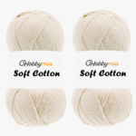 HobbyMia Soft Cotton Yarn for Crocheting - 100gr / 361yds - 55% Cotton / 45% Acrylic - (2) Sport Fine Weight (Brown - Ivory, 2 Skeins)