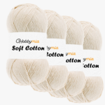 HobbyMia Soft Cotton Yarn for Crocheting - 100gr / 361yds - 55% Cotton / 45% Acrylic - (2) Sport Fine Weight (Brown - Ivory, 4 Skeins)