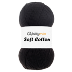HobbyMia Soft Cotton Yarn for Crocheting - 100gr / 361yds - 55% Cotton / 45% Acrylic - (2) Sport Fine Weight (Black - Black, 1 Skein)
