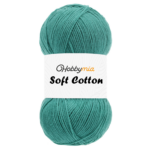 HobbyMia Soft Cotton Yarn for Crocheting - 100gr / 361yds - 55% Cotton / 45% Acrylic - (2) Sport Fine Weight (Green - Emerald Green, 1 Skein)
