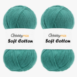 HobbyMia Soft Cotton Yarn for Crocheting - 100gr / 361yds - 55% Cotton / 45% Acrylic - (2) Sport Fine Weight (Green - Emerald Green, 2 Skeins)