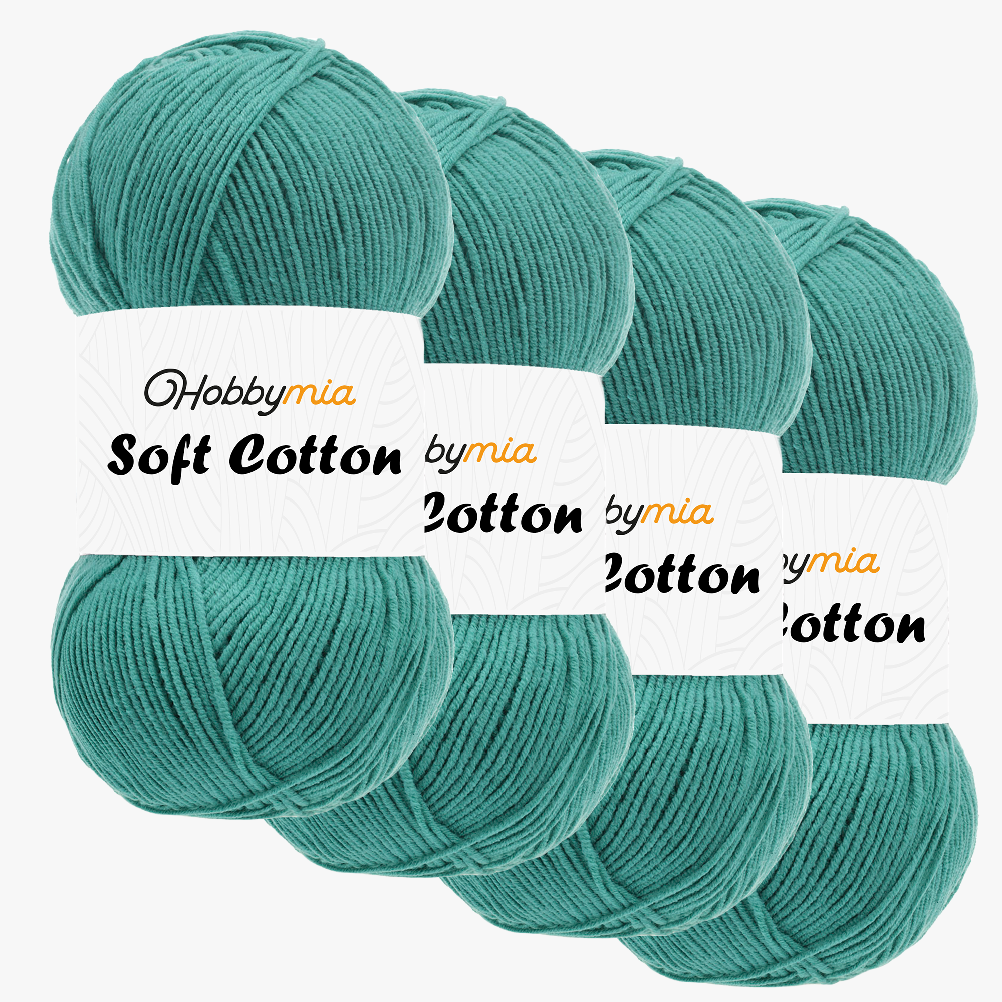 14610-4-1.png HobbyMia Soft Cotton Yarn for Crocheting - 100gr / 361yds - 55% Cotton / 45% Acrylic - (2) Sport Fine Weight (Green - Emerald Green, 4 Skeins) - Image 1