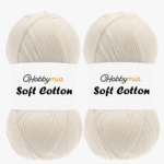 HobbyMia Soft Cotton Yarn for Crocheting - 100gr / 361yds - 55% Cotton / 45% Acrylic - (2) Sport Fine Weight (Brown - Light Cream, 2 Skeins)