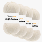 HobbyMia Soft Cotton Yarn for Crocheting - 100gr / 361yds - 55% Cotton / 45% Acrylic - (2) Sport Fine Weight (Brown - Light Cream, 4 Skeins)