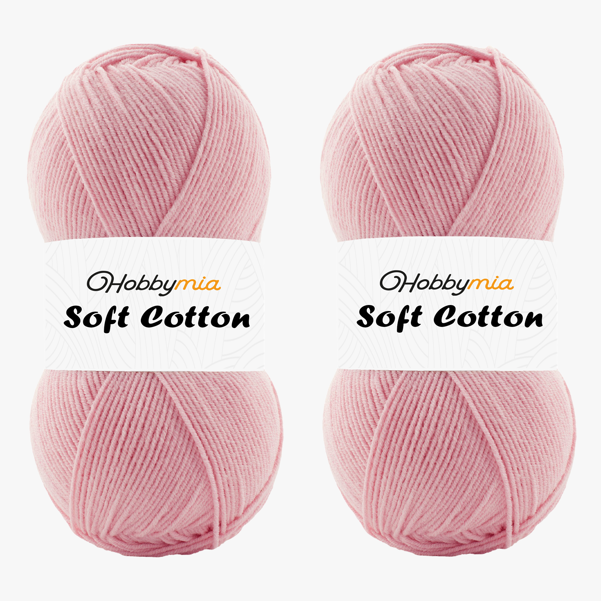 14638-2-1.png HobbyMia Soft Cotton Yarn for Crocheting - 100gr / 361yds - 55% Cotton / 45% Acrylic - (2) Sport Fine Weight (Pink - Baby Pink, 2 Skeins) - Image 1
