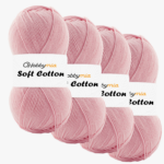 HobbyMia Soft Cotton Yarn for Crocheting - 100gr / 361yds - 55% Cotton / 45% Acrylic - (2) Sport Fine Weight (Pink - Baby Pink, 4 Skeins)