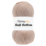 HobbyMia Soft Cotton Yarn for Crocheting - 100gr / 361yds - 55% Cotton / 45% Acrylic - (2) Sport Fine Weight (Brown - Candlelight, 1 Skein)