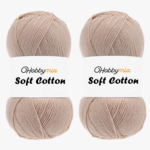 HobbyMia Soft Cotton Yarn for Crocheting - 100gr / 361yds - 55% Cotton / 45% Acrylic - (2) Sport Fine Weight (Brown - Candlelight, 2 Skeins)