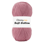 HobbyMia Soft Cotton Yarn for Crocheting - 100gr / 361yds - 55% Cotton / 45% Acrylic - (2) Sport Fine Weight (Pink - Vintage Rose, 1 Skein)