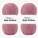 HobbyMia Soft Cotton Yarn for Crocheting - 100gr / 361yds - 55% Cotton / 45% Acrylic - (2) Sport Fine Weight (Pink - Vintage Rose, 2 Skeins)