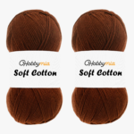 HobbyMia Soft Cotton Yarn for Crocheting - 100gr / 361yds - 55% Cotton / 45% Acrylic - (2) Sport Fine Weight (Bronze - Dark Copper, 2 Skeins)