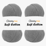 HobbyMia Soft Cotton Yarn for Crocheting - 100gr / 361yds - 55% Cotton / 45% Acrylic - (2) Sport Fine Weight (Gray - Gray Blue, 2 Skeins)