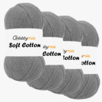 HobbyMia Soft Cotton Yarn for Crocheting - 100gr / 361yds - 55% Cotton / 45% Acrylic - (2) Sport Fine Weight (Gray - Gray Blue, 4 Skeins)