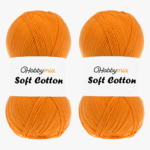 HobbyMia Soft Cotton Yarn for Crocheting - 100gr / 361yds - 55% Cotton / 45% Acrylic - (2) Sport Fine Weight (Orange - Pumpkin, 2 Skeins)