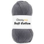 HobbyMia Soft Cotton Yarn for Crocheting - 100gr / 361yds - 55% Cotton / 45% Acrylic - (2) Sport Fine Weight (Gray - Charcoal Gray, 1 Skein)