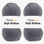 HobbyMia Soft Cotton Yarn for Crocheting - 100gr / 361yds - 55% Cotton / 45% Acrylic - (2) Sport Fine Weight (Gray - Charcoal Gray, 2 Skeins)