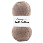 HobbyMia Soft Cotton Yarn for Crocheting - 100gr / 361yds - 55% Cotton / 45% Acrylic - (2) Sport Fine Weight (Brown - Mocha, 1 Skein)
