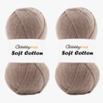 HobbyMia Soft Cotton Yarn for Crocheting - 100gr / 361yds - 55% Cotton / 45% Acrylic - (2) Sport Fine Weight (Brown - Mocha, 2 Skeins)