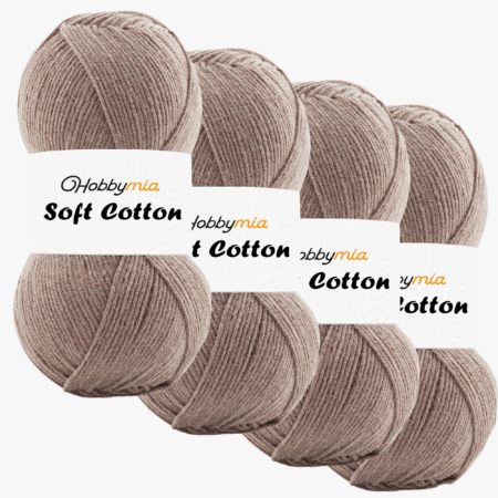 HobbyMia Soft Cotton Yarn for Crocheting - 100gr / 361yds - 55% Cotton / 45% Acrylic - (2) Sport Fine Weight (Brown - Mocha, 4 Skeins)