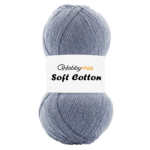 HobbyMia Soft Cotton Yarn for Crocheting - 100gr / 361yds - 55% Cotton / 45% Acrylic - (2) Sport Fine Weight (Gray - Ash Blue, 1 Skein)
