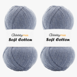 HobbyMia Soft Cotton Yarn for Crocheting - 100gr / 361yds - 55% Cotton / 45% Acrylic - (2) Sport Fine Weight (Gray - Ash Blue, 2 Skeins)