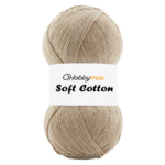 HobbyMia Soft Cotton Yarn for Crocheting - 100gr / 361yds - 55% Cotton / 45% Acrylic - (2) Sport Fine Weight (Brown - Beige, 1 Skein)