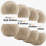 HobbyMia Soft Cotton Yarn for Crocheting - 100gr / 361yds - 55% Cotton / 45% Acrylic - (2) Sport Fine Weight (Brown - Beige, 4 Skeins)