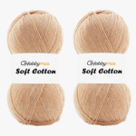 HobbyMia Soft Cotton Yarn for Crocheting - 100gr / 361yds - 55% Cotton / 45% Acrylic - (2) Sport Fine Weight (Yellow - Soft Apricot, 2 Skeins)