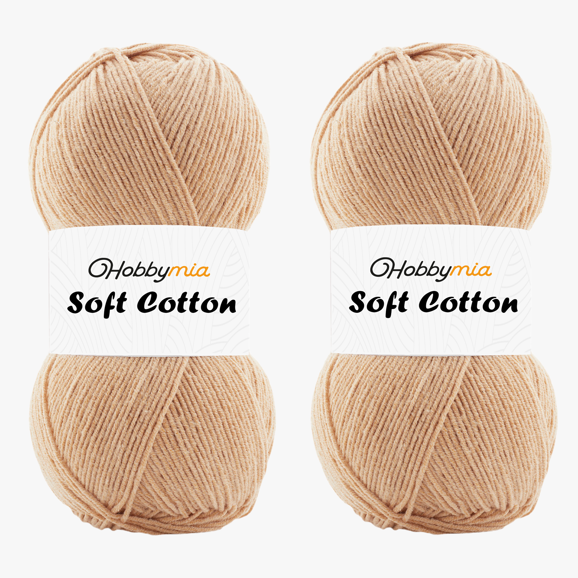 14964-2-1.png HobbyMia Soft Cotton Yarn for Crocheting - 100gr / 361yds - 55% Cotton / 45% Acrylic - (2) Sport Fine Weight (Yellow - Soft Apricot, 2 Skeins) - Image 1
