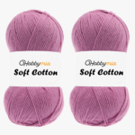HobbyMia Soft Cotton Yarn for Crocheting - 100gr / 361yds - 55% Cotton / 45% Acrylic - (2) Sport Fine Weight (Purple - Rose Petal, 2 Skeins)