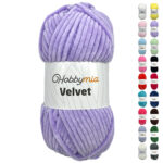 HobbyMia Velvet - Chenille Yarn for Crocheting - 100g / 132yds - (6) Super Bulky - Fluffy Yarn for Crocheting - Baby Blanket, Amigurumi, Shawl (Purple - London Hue, 1 Skein)